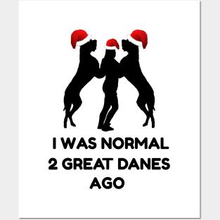 Great Dane Christmas Gift T-Shirt | Normal 2 Great Danes Ago Posters and Art